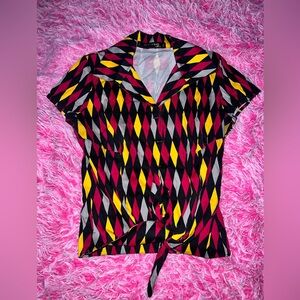 RARE Laura Byrnes Pinup Couture House harlequin top. No longer made!